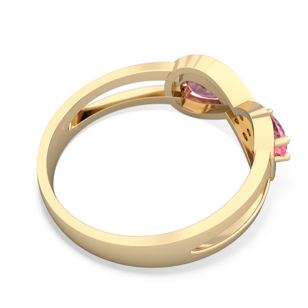 Lab Pink Sapphire Diamond Infinity 14K Yellow Gold ring R5390