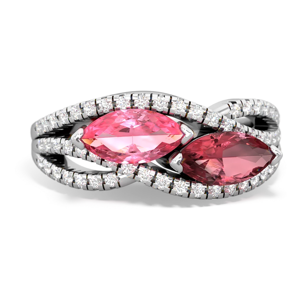 Lab Pink Sapphire Diamond Rivers 14K White Gold ring R3070