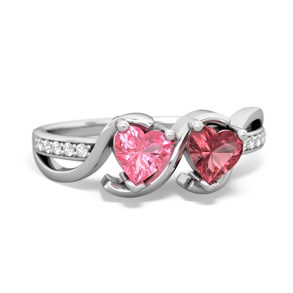 Lab Pink Sapphire Side By Side 14K White Gold ring R3090