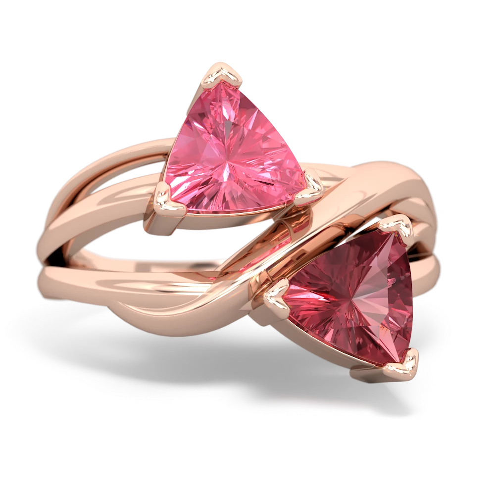 Lab Pink Sapphire Split Band Swirl 14K Rose Gold ring R2341