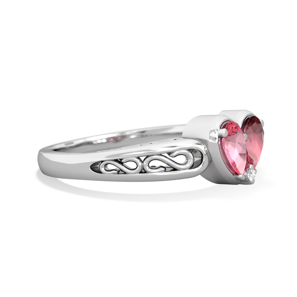 Lab Pink Sapphire Filligree 'One Heart' 14K White Gold ring R5070