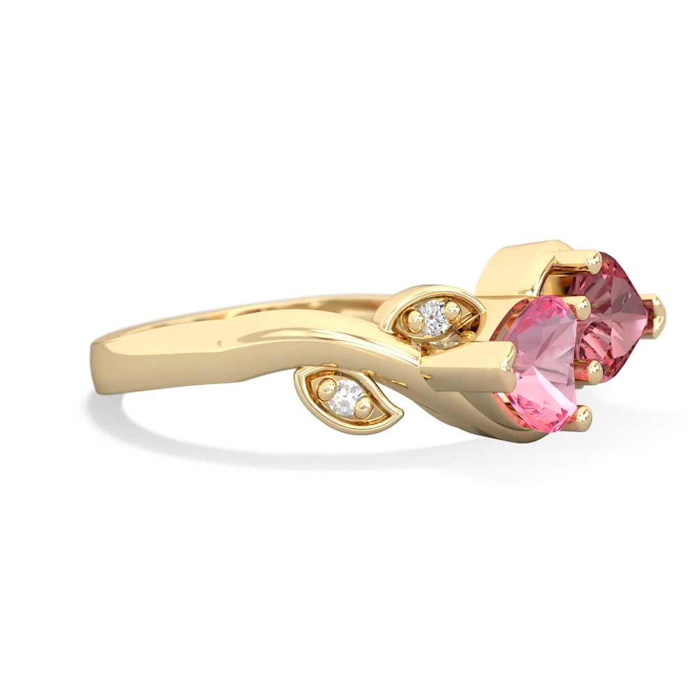 Lab Pink Sapphire Floral Elegance 14K Yellow Gold ring R5790