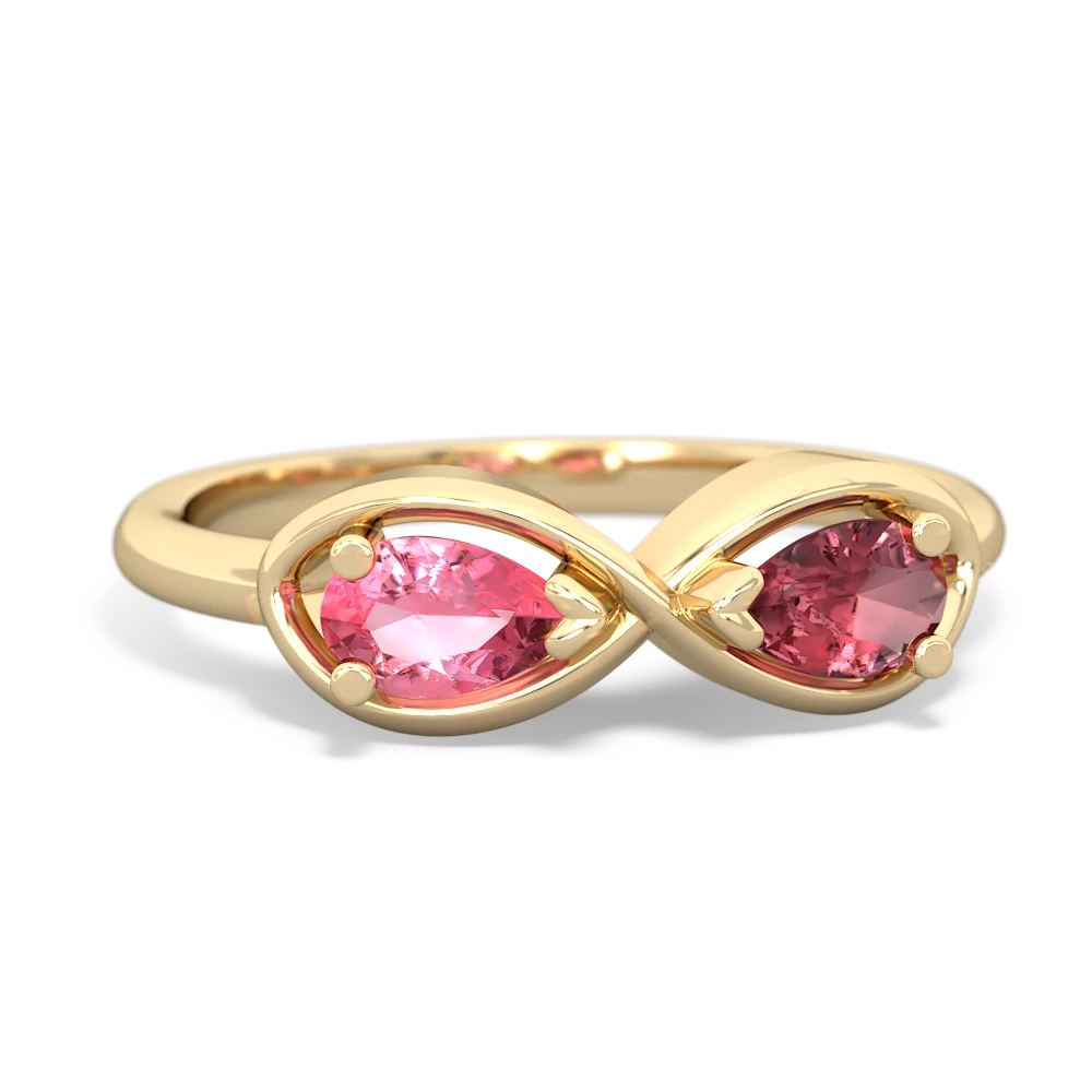 Lab Pink Sapphire Infinity 14K Yellow Gold ring R5050