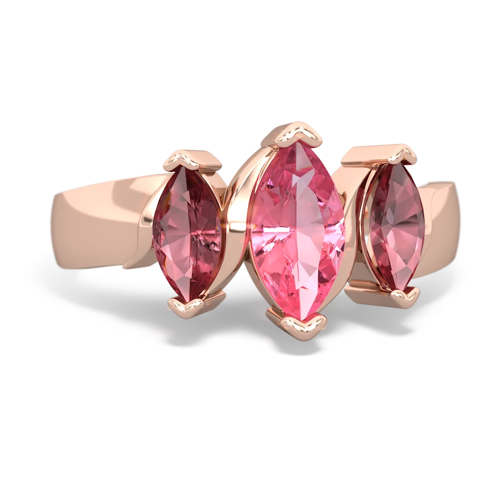 Lab Pink Sapphire Three Peeks 14K Rose Gold ring R2433