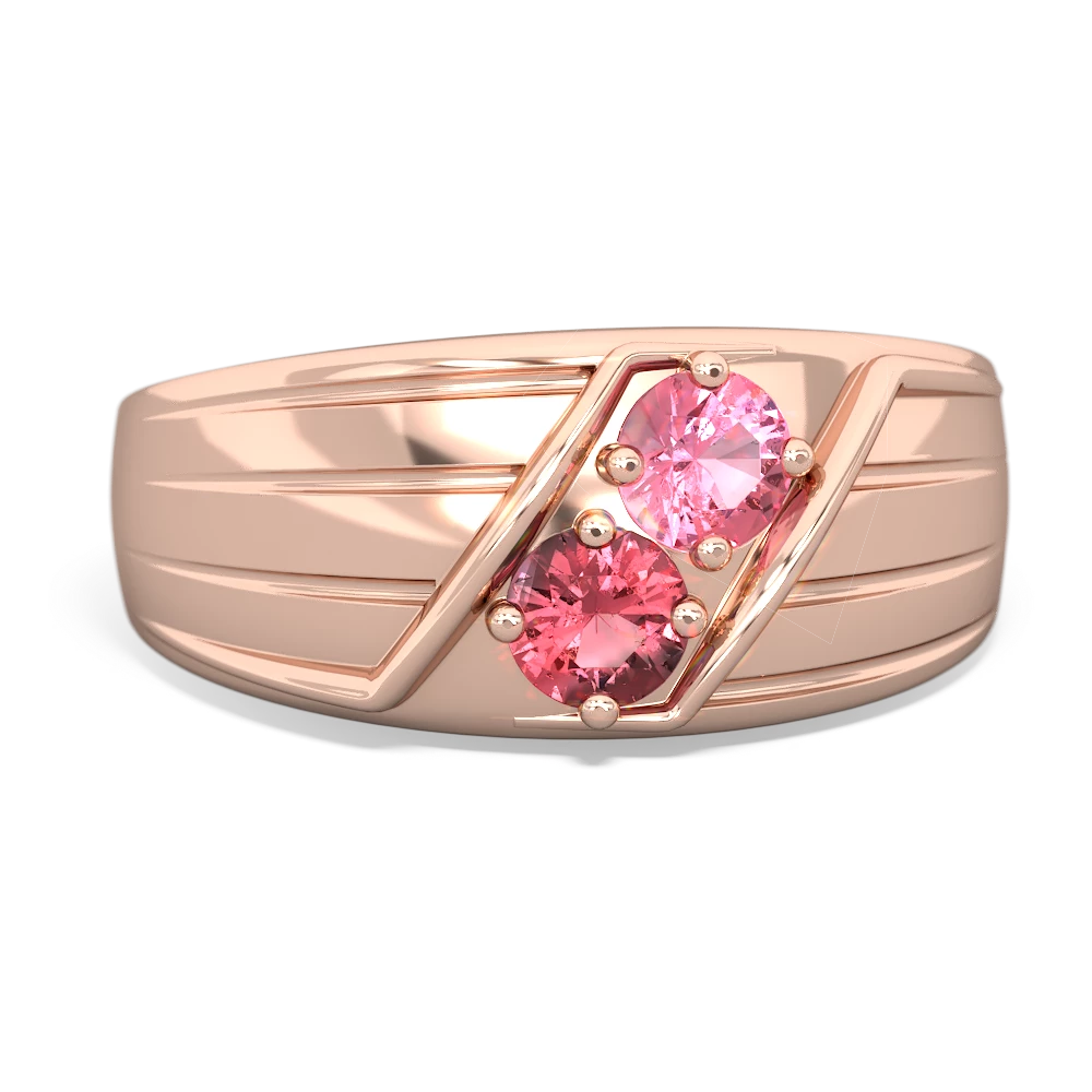 Lab Pink Sapphire Men's Streamline 14K Rose Gold ring R0460