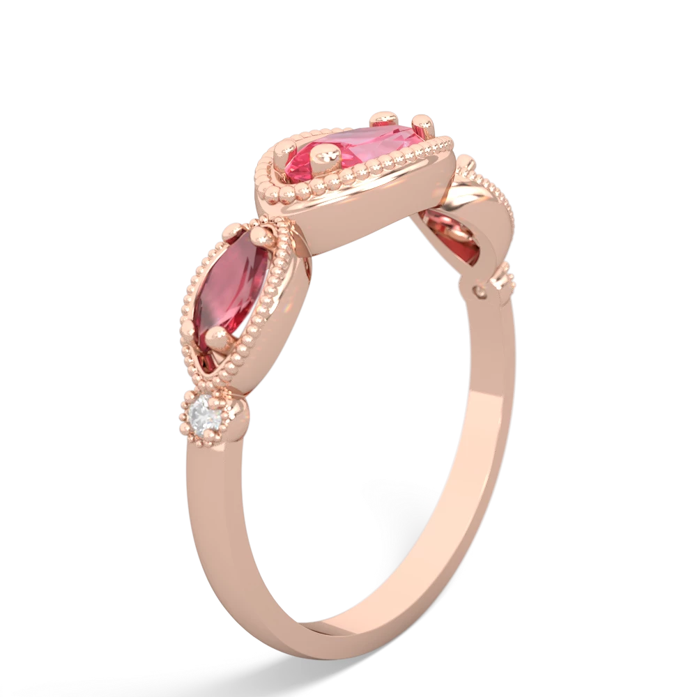 Lab Pink Sapphire Milgrain Marquise 14K Rose Gold ring R5700