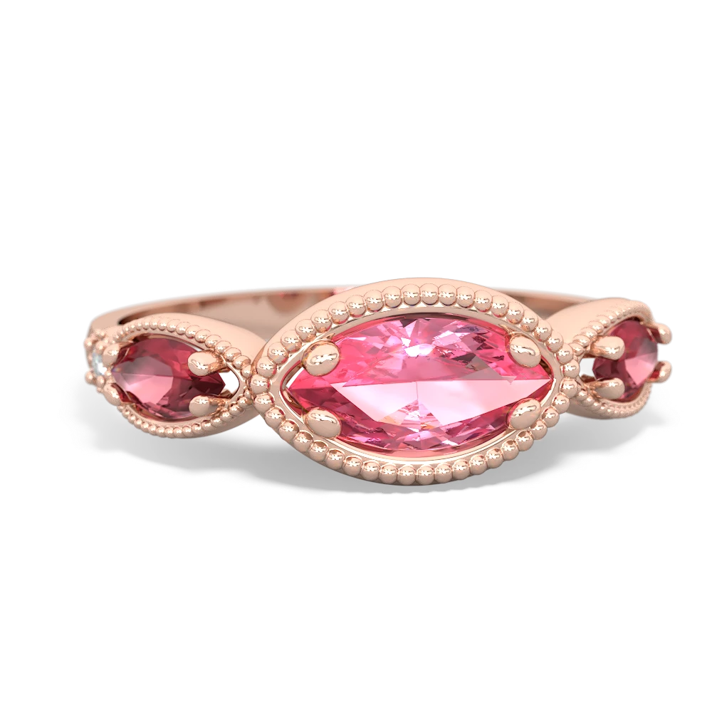 Lab Pink Sapphire Milgrain Marquise 14K Rose Gold ring R5700