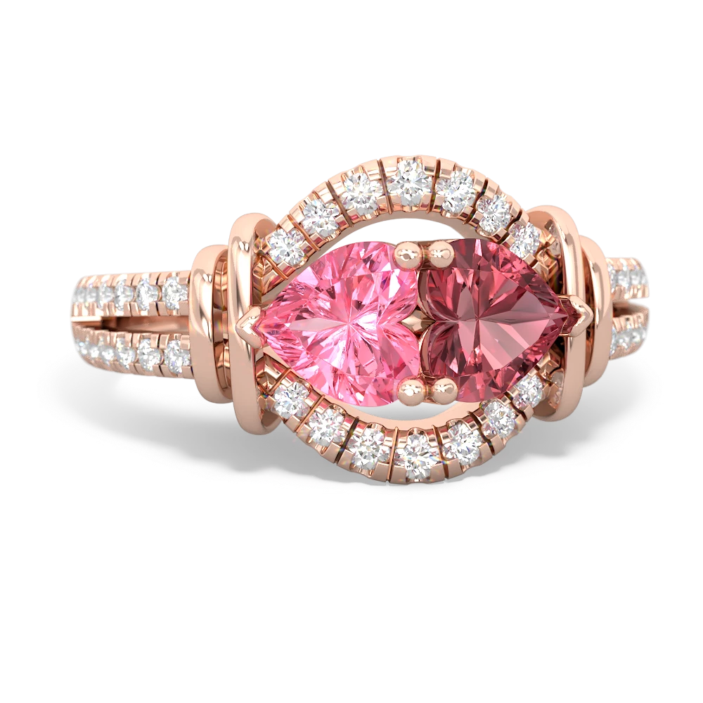 Lab Pink Sapphire Art-Deco Keepsake 14K Rose Gold ring R5630