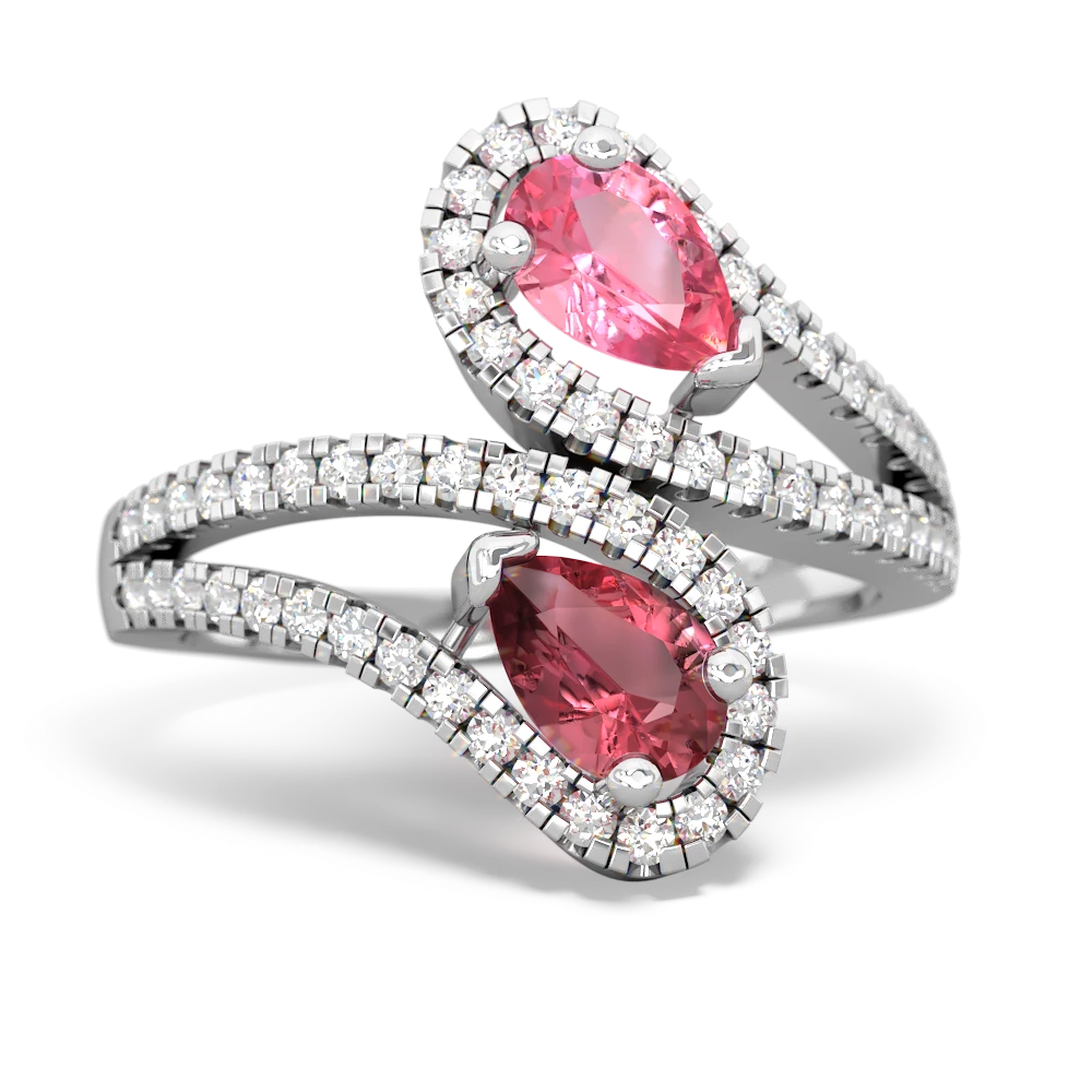 Lab Pink Sapphire Diamond Dazzler 14K White Gold ring R3000