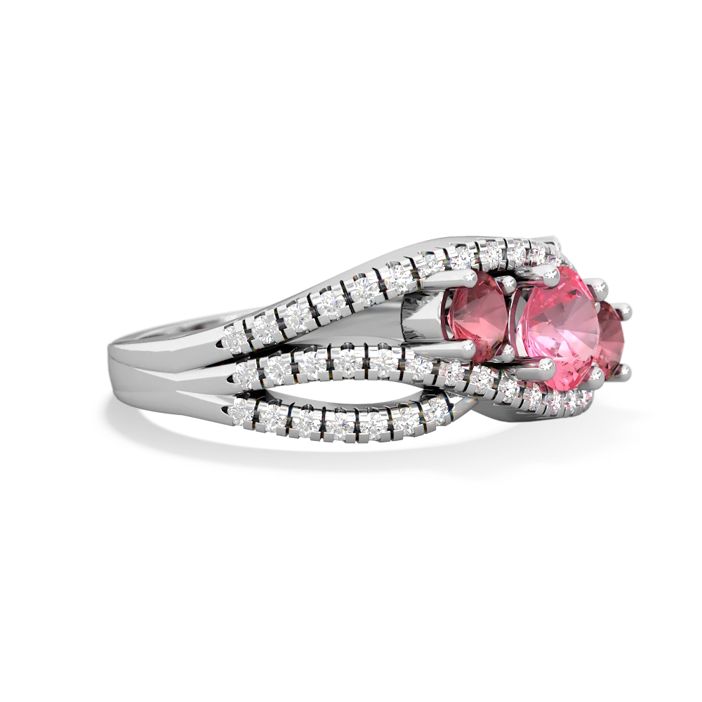 Lab Pink Sapphire Three Stone Aurora 14K White Gold ring R3080