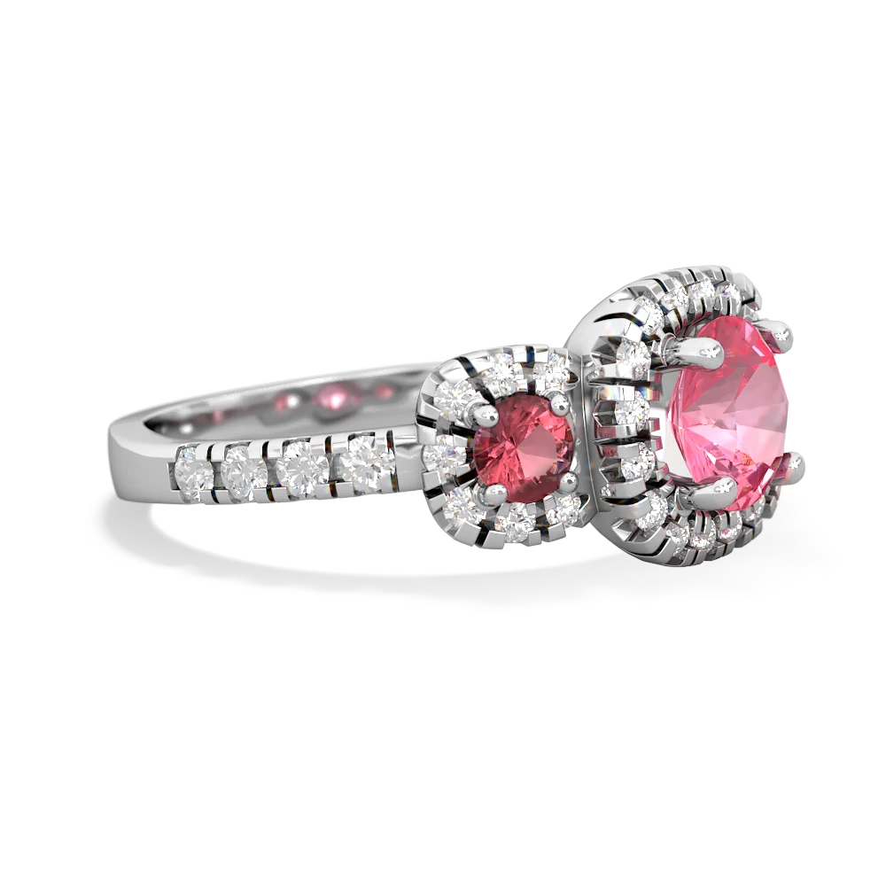 Lab Pink Sapphire Regal Halo 14K White Gold ring R5350