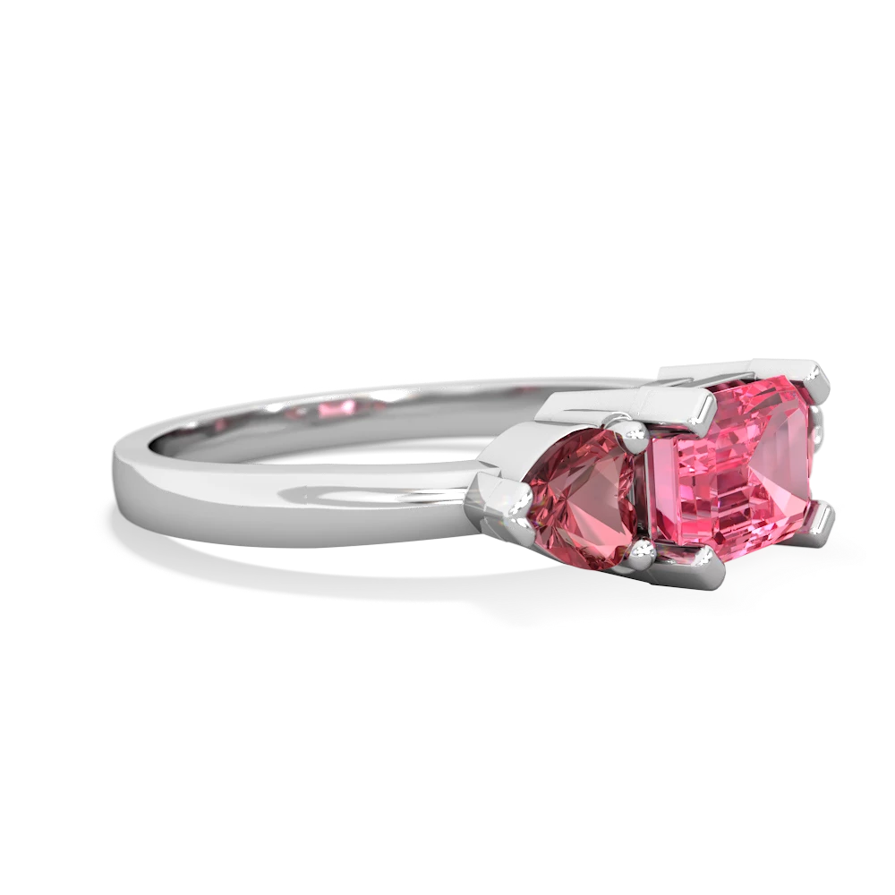 Lab Pink Sapphire Three Stone 14K White Gold ring R5235