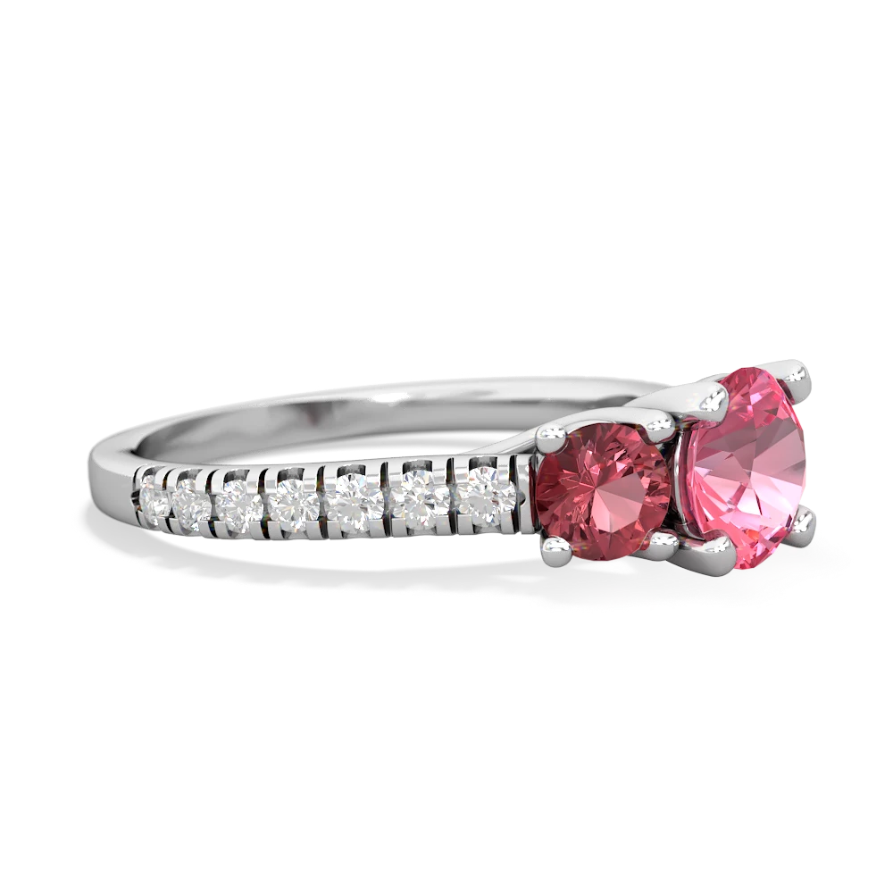 Lab Pink Sapphire Pave Trellis 14K White Gold ring R5500