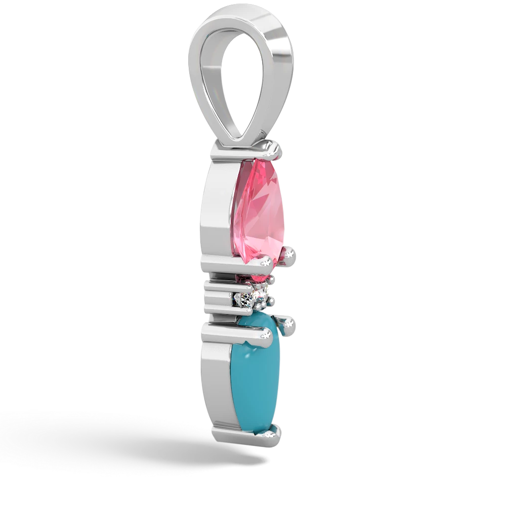 Lab Pink Sapphire Bowtie Drop 14K White Gold pendant P0865