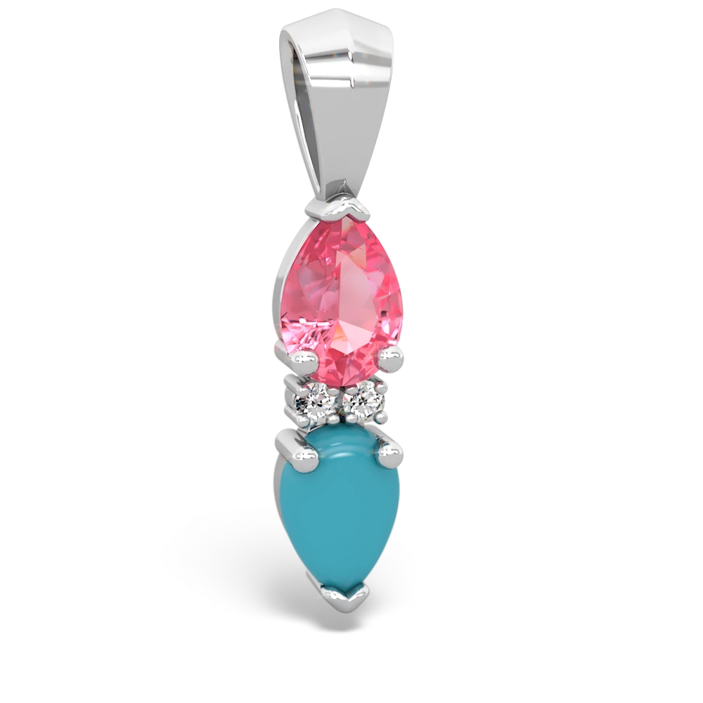 Lab Pink Sapphire Bowtie Drop 14K White Gold pendant P0865