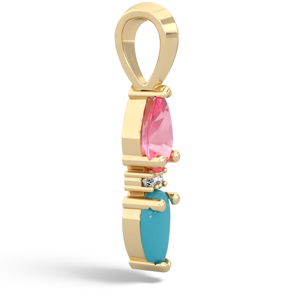 Lab Pink Sapphire Bowtie Drop 14K Yellow Gold pendant P0865