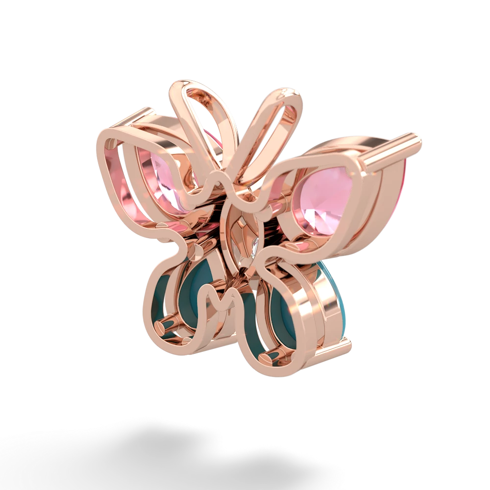 Lab Pink Sapphire Butterfly 14K Rose Gold pendant P2215