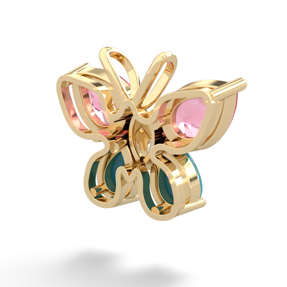 Lab Pink Sapphire Butterfly 14K Yellow Gold pendant P2215