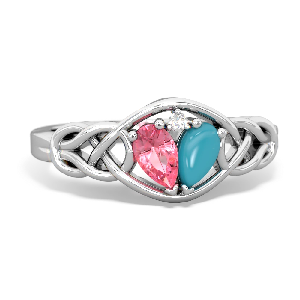 Lab Pink Sapphire Celtic Love Knot 14K White Gold ring R5420