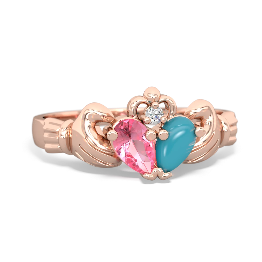 Lab Pink Sapphire 'Our Heart' Claddagh 14K Rose Gold ring R2388