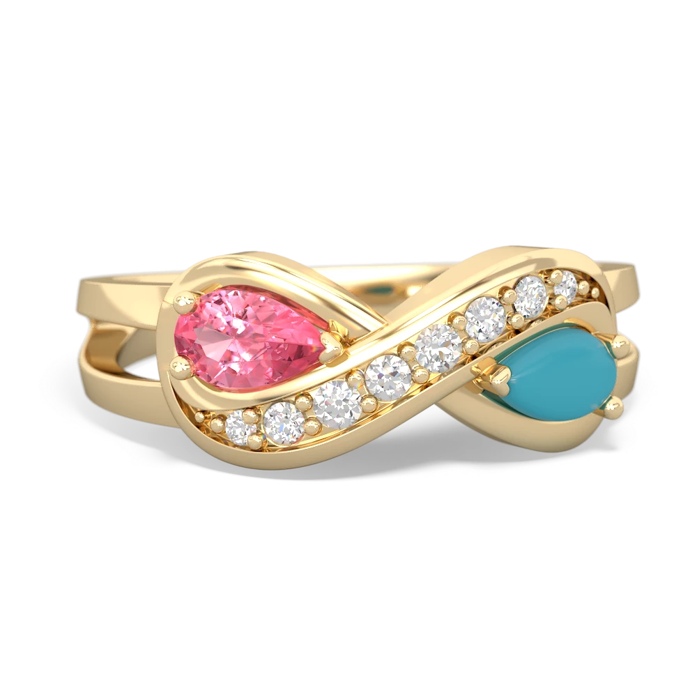 Lab Pink Sapphire Diamond Infinity 14K Yellow Gold ring R5390