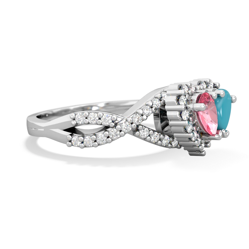 Lab Pink Sapphire Diamond Twist 'One Heart' 14K White Gold ring R2640HRT