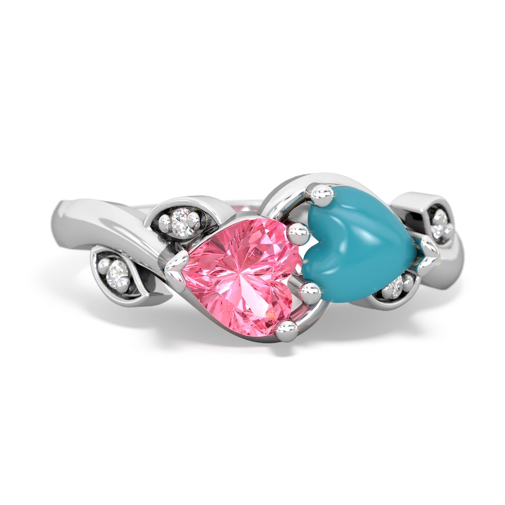 Lab Pink Sapphire Floral Elegance 14K White Gold ring R5790