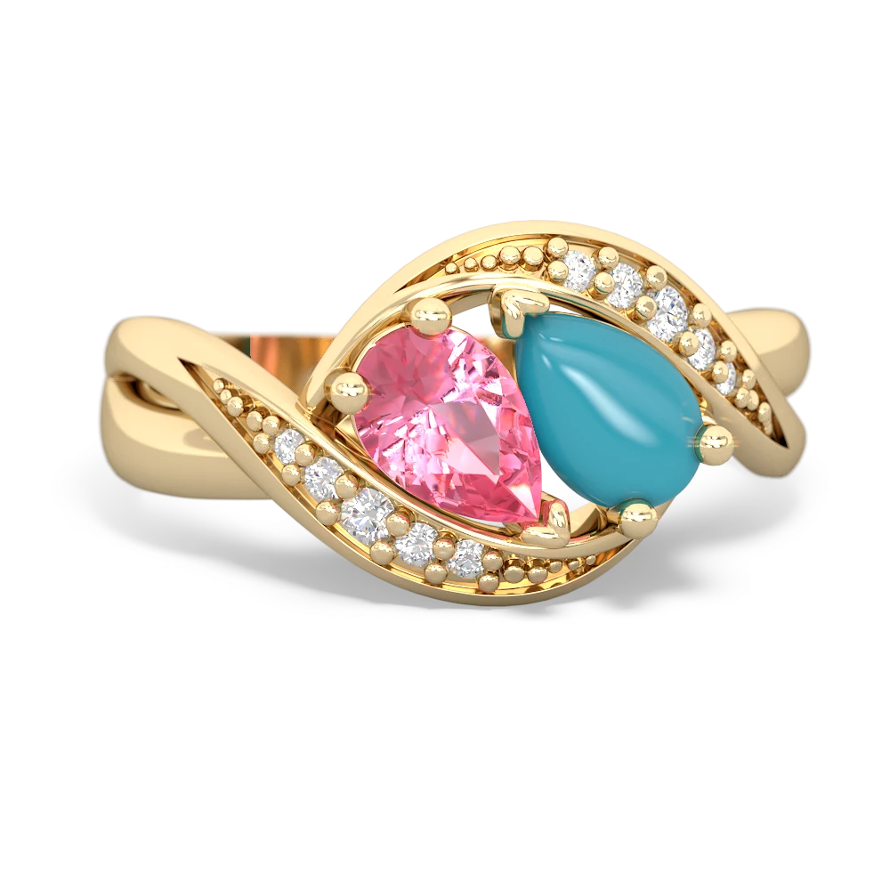 Lab Pink Sapphire Summer Winds 14K Yellow Gold ring R5342