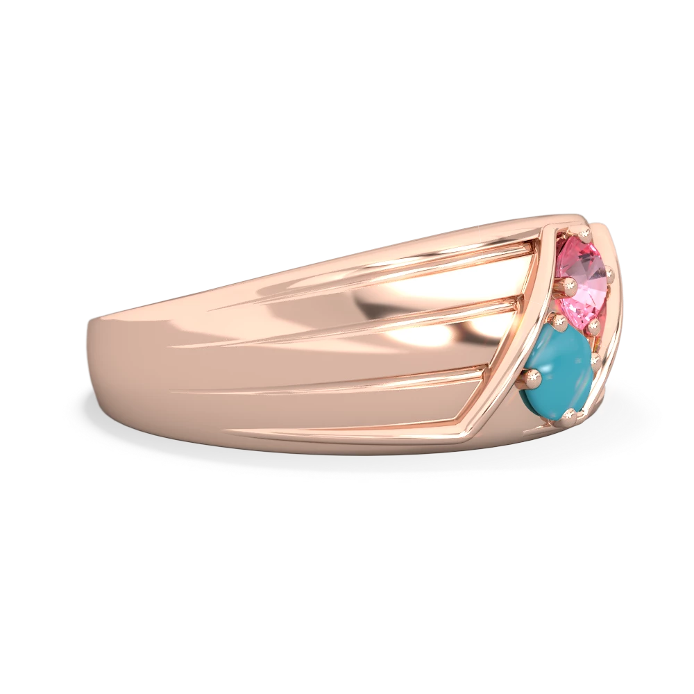 Lab Pink Sapphire Men's Streamline 14K Rose Gold ring R0460