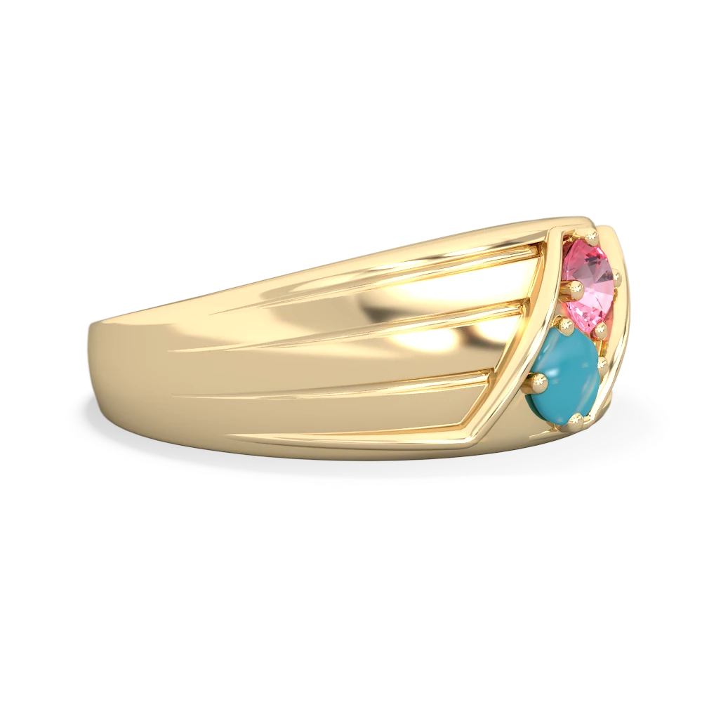 Lab Pink Sapphire Men's Streamline 14K Yellow Gold ring R0460