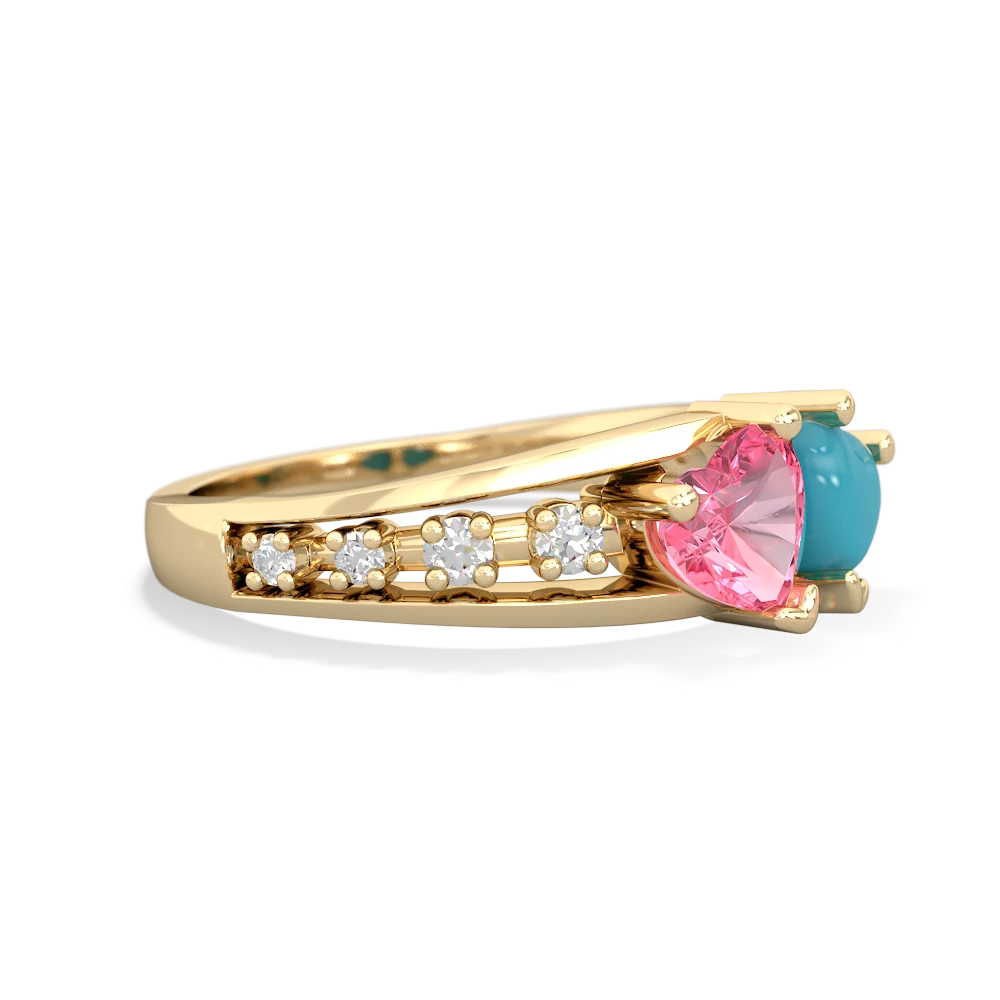 Lab Pink Sapphire Heart To Heart 14K Yellow Gold ring R3342