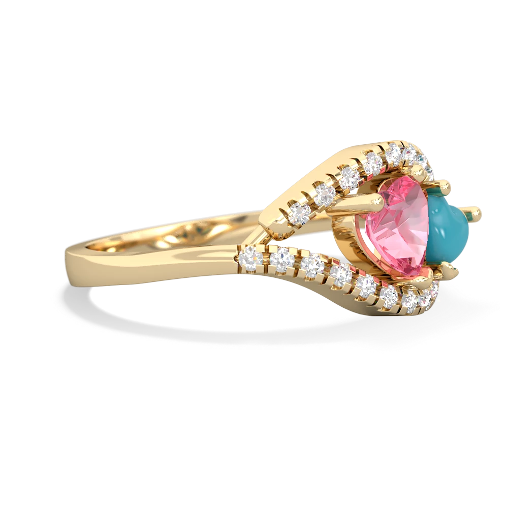 Lab Pink Sapphire Mother And Child 14K Yellow Gold ring R3010