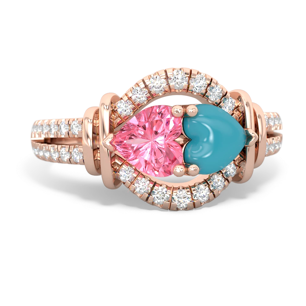 Lab Pink Sapphire Art-Deco Keepsake 14K Rose Gold ring R5630