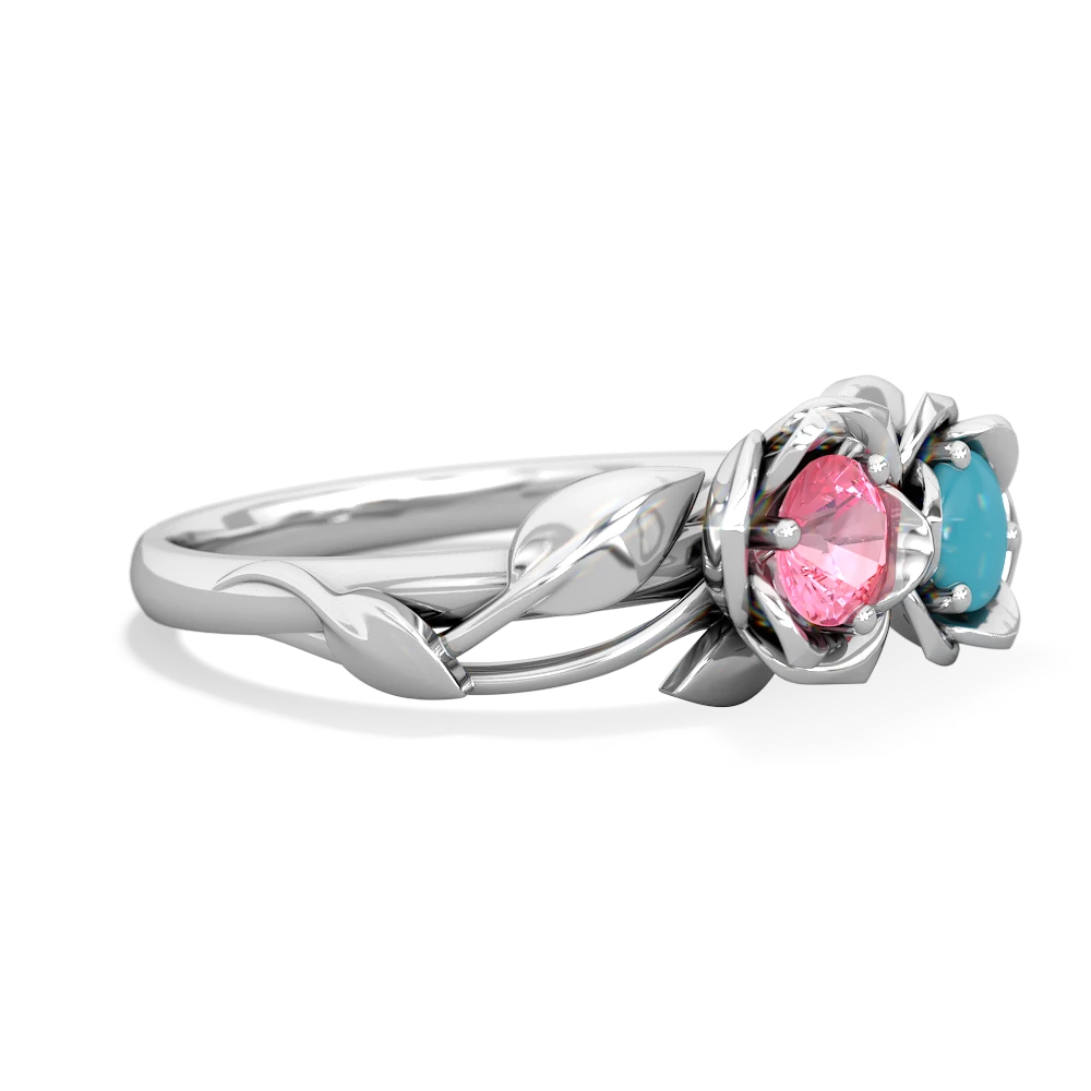 Lab Pink Sapphire Rose Garden 14K White Gold ring R5510