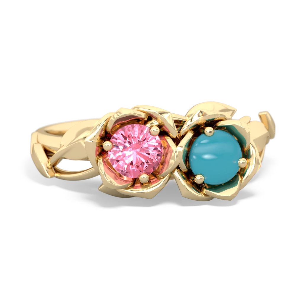 Lab Pink Sapphire Rose Garden 14K Yellow Gold ring R5510