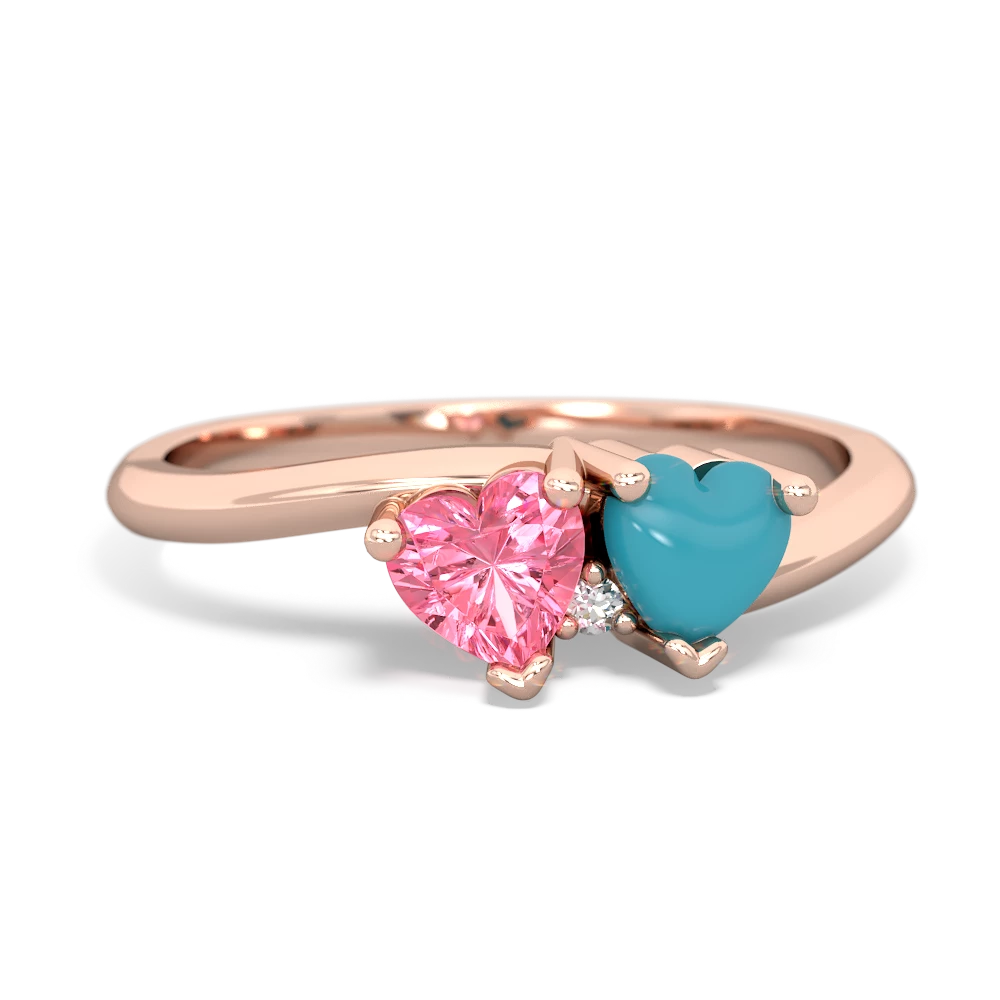 Lab Pink Sapphire Sweethearts 14K Rose Gold ring R5260