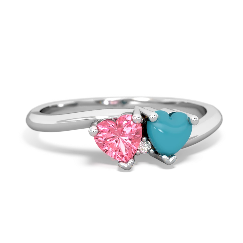 Lab Pink Sapphire Sweethearts 14K White Gold ring R5260