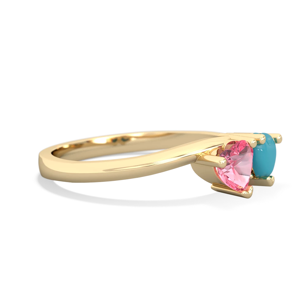 Lab Pink Sapphire Sweethearts 14K Yellow Gold ring R5260