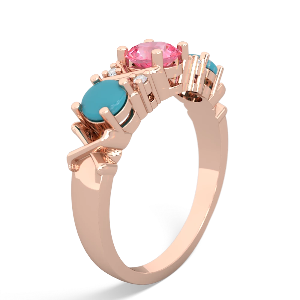 Lab Pink Sapphire Hugs And Kisses 14K Rose Gold ring R5016