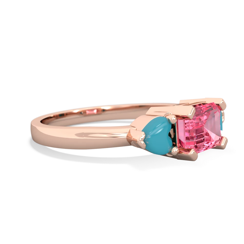 Lab Pink Sapphire Three Stone 14K Rose Gold ring R5235