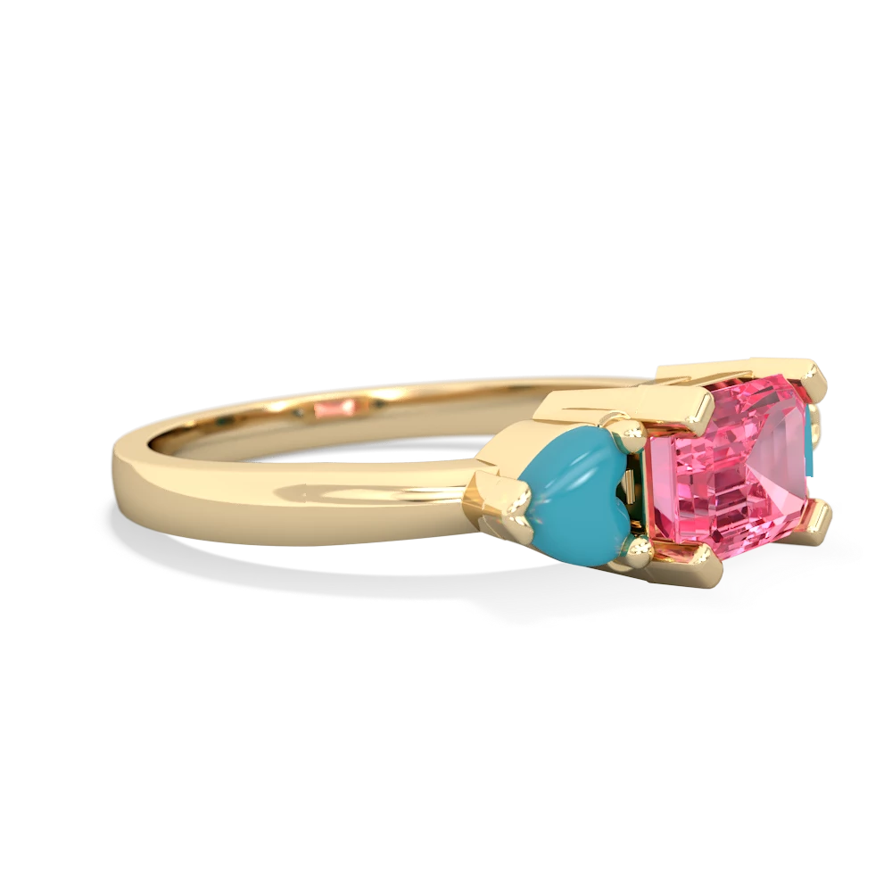 Lab Pink Sapphire Three Stone 14K Yellow Gold ring R5235