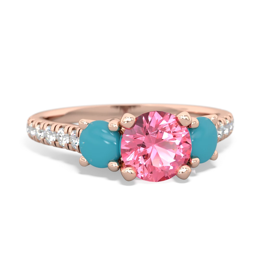 Lab Pink Sapphire Pave Trellis 14K Rose Gold ring R5500