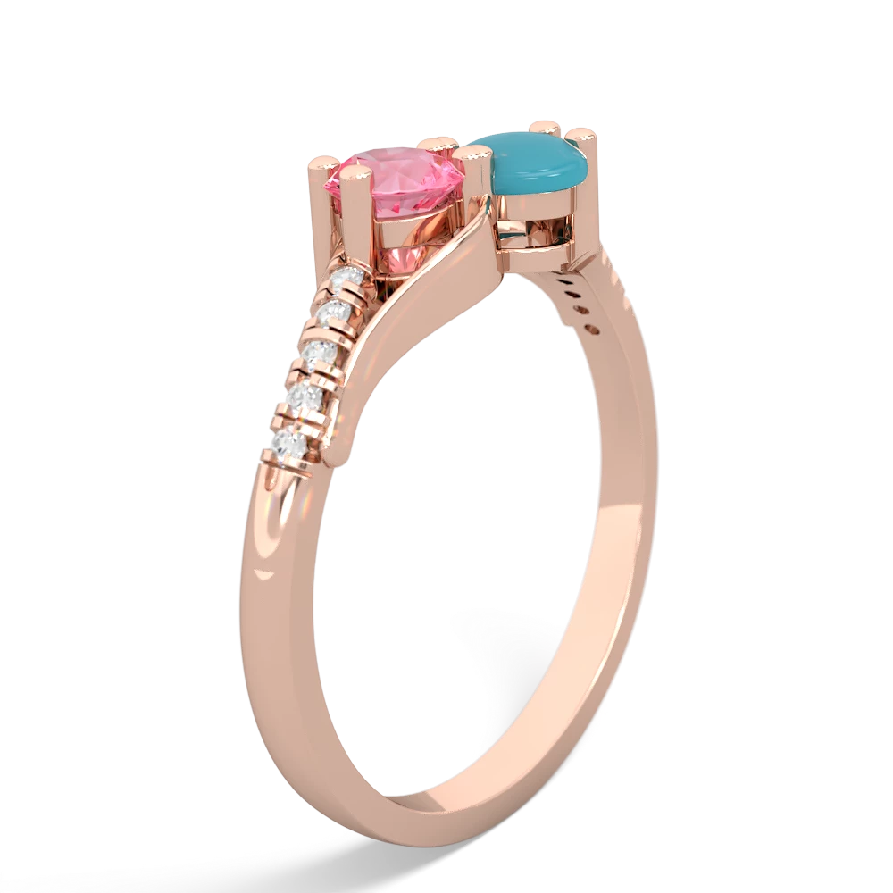 Lab Pink Sapphire Infinity Pave Two Stone 14K Rose Gold ring R5285