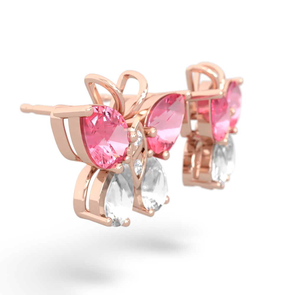 Lab Pink Sapphire Butterfly 14K Rose Gold earrings E2215