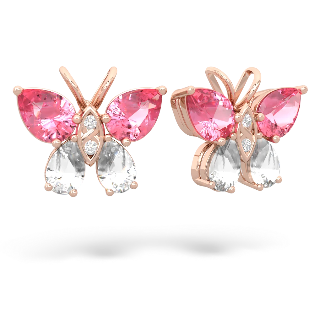 Lab Pink Sapphire Butterfly 14K Rose Gold earrings E2215