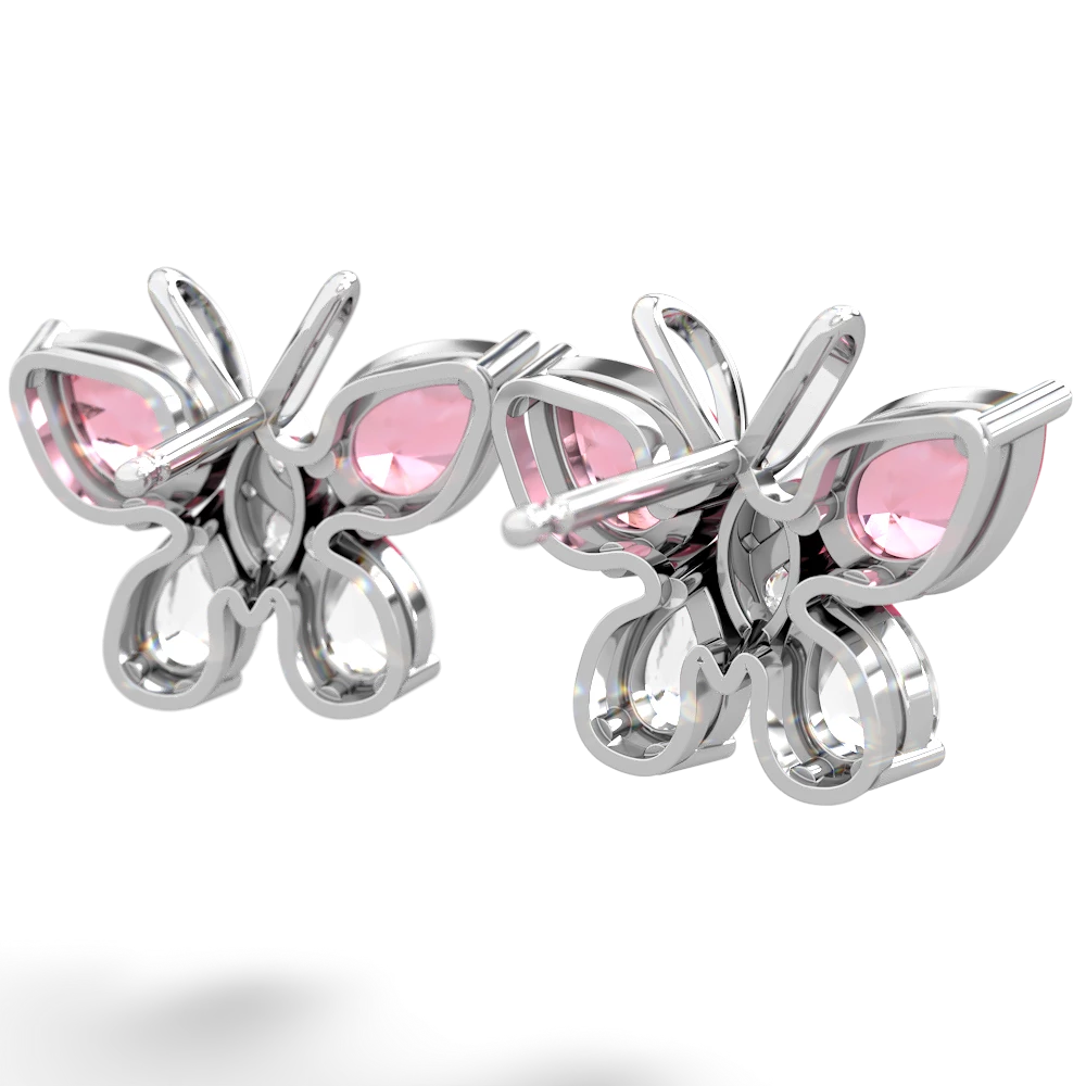 Lab Pink Sapphire Butterfly 14K White Gold earrings E2215