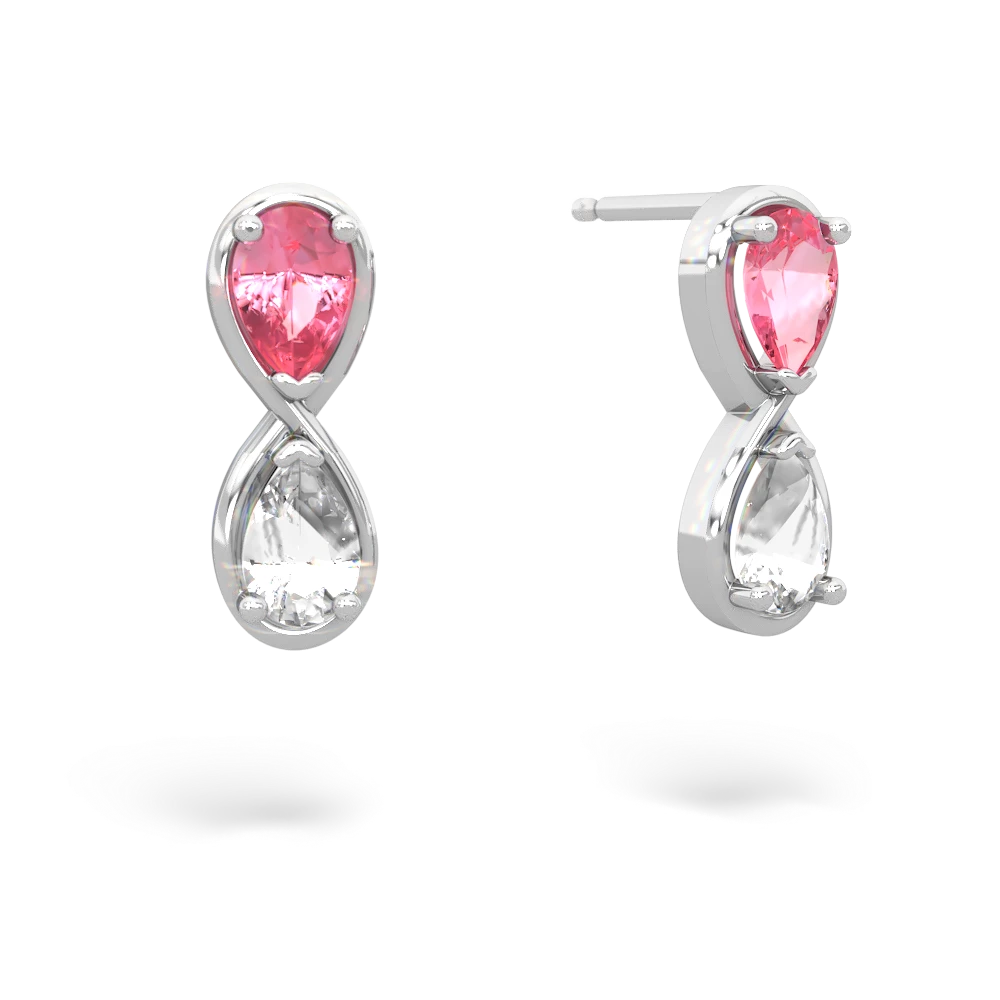 Lab Pink Sapphire Infinity 14K White Gold earrings E5050