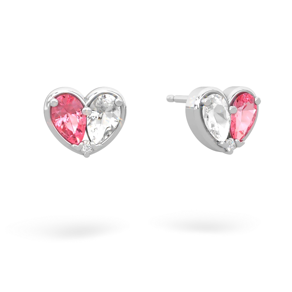 Lab Pink Sapphire 'Our Heart' 14K White Gold earrings E5072