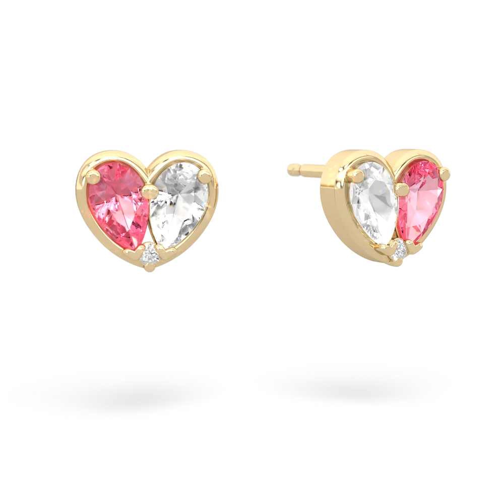 Lab Pink Sapphire 'Our Heart' 14K Yellow Gold earrings E5072