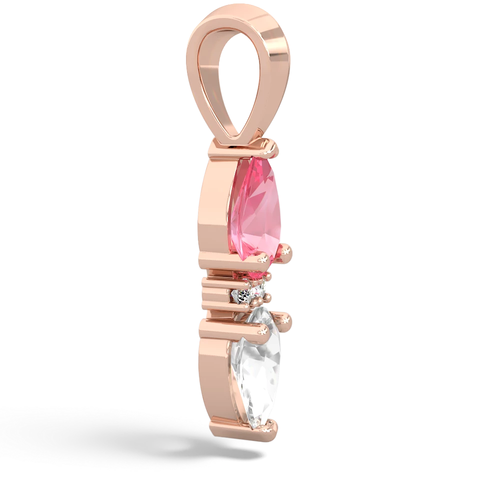 Lab Pink Sapphire Bowtie Drop 14K Rose Gold pendant P0865